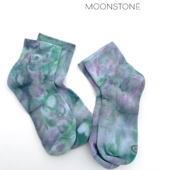 Mens Tie Dye Socks Green Purple Ice Dye Funky Ankle Socks Mid Crew Hand … - Picture 2 of 5